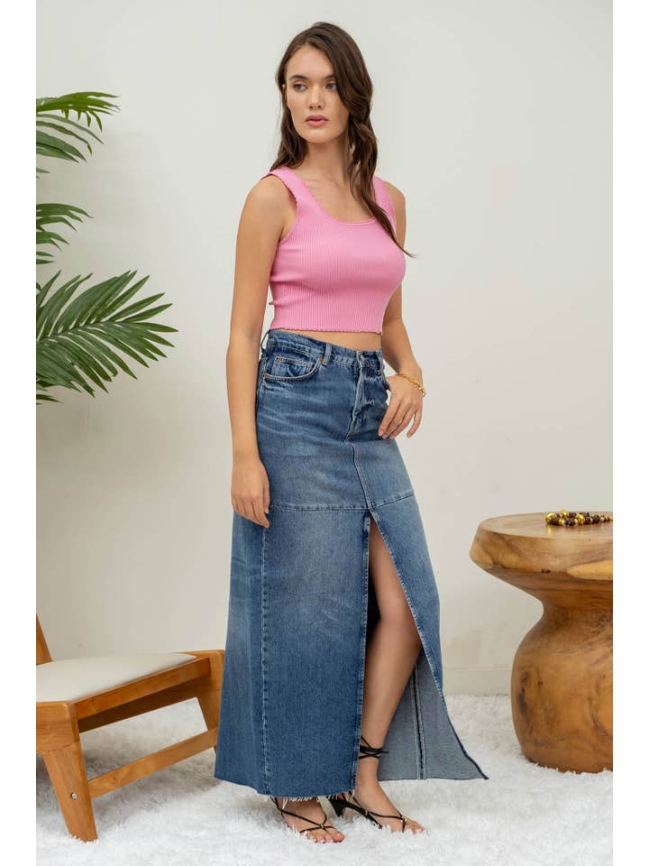 The Workshop Studio – Engroshandel Strikket top - Dame – STRIKKET CROP TOP MED KAMMUSLINGSTRIKKET TRØJE14