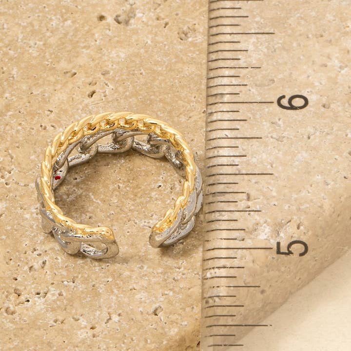 TT Two Tone Chains Open Band Ring for wholesale on Faire1