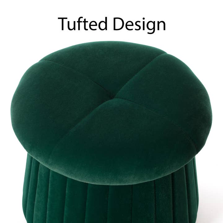 Quickway Imports - Wholesale Ottoman - Tufted Velvet Mushroom Shape Storage Ottoman Stool Trunk