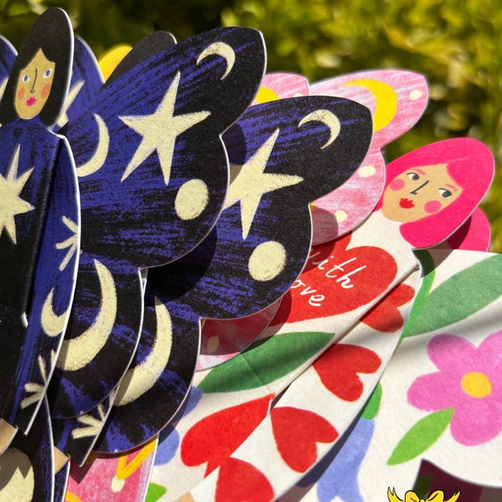 Kitty Kenda Papergoods - Wholesale Everyday greeting card - Butterfly Woman Sitting Greeting Card - Folka1