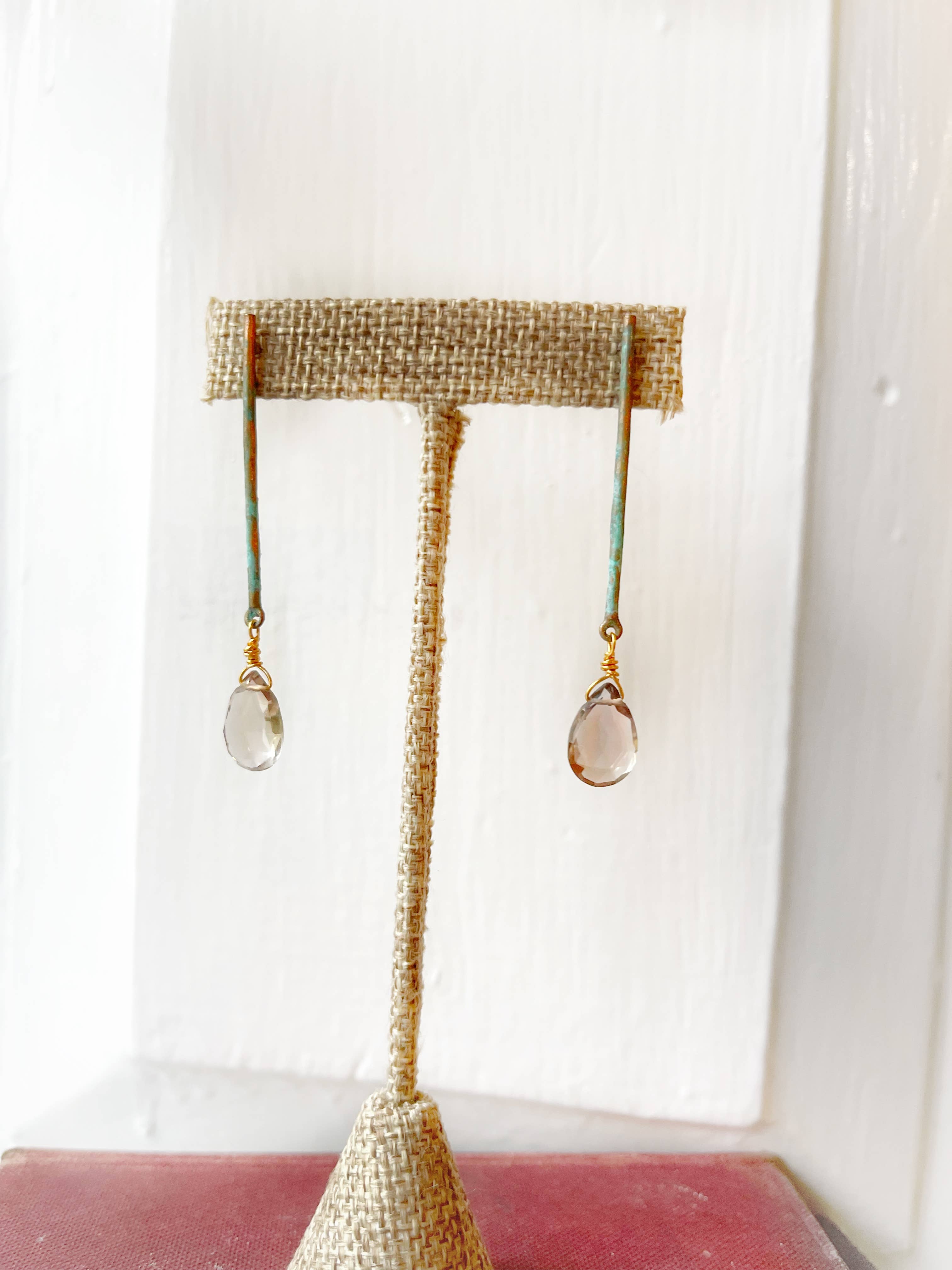 Rage Gems & Jewelry - Wholesale Dangle Earrings - Patina & Smoky Topaz Stick Earrings1