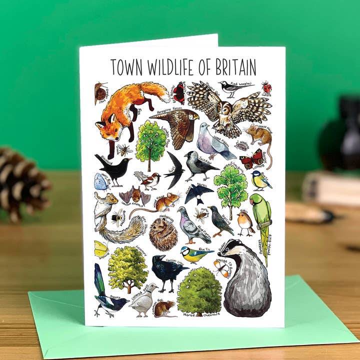 Town wildlife Art Blank Greeting Card for wholesale by Alexia Claire Ltd
