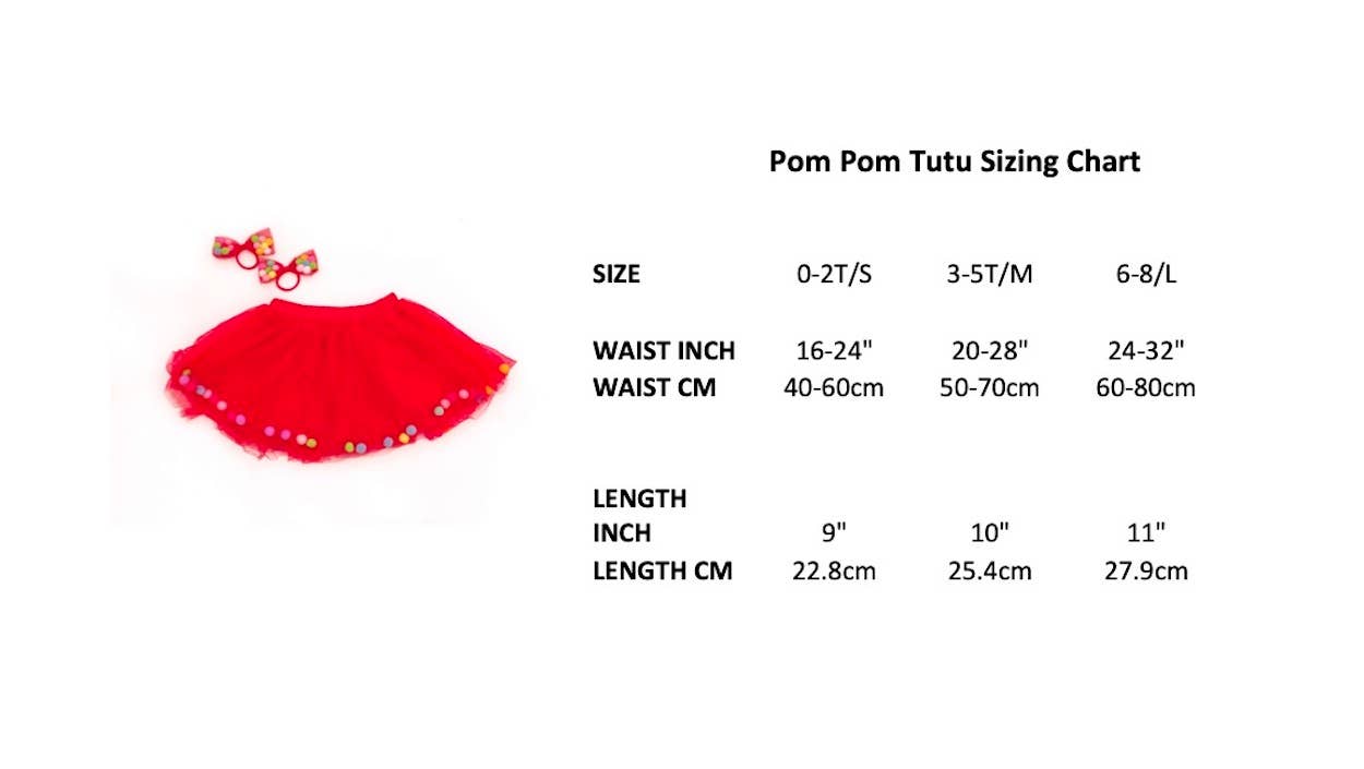 Tutu Joli LLC – wholesale Tutu – Child – Red Kids Pom Pom Tutu & Bow Hair Tie - 2Pcs Red Tutu Girls9