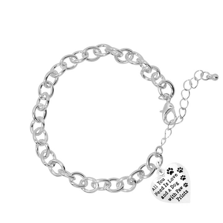 All You Need Is Love Dog Heart Charm Chunky Bracelets for wholesale by The Awareness Company