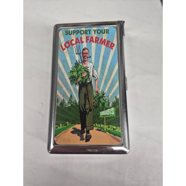 Unterstütze deinen lokalen Bauern Weed-Zigarettenetui mit eingebautem Feuerzeug für den Großhandel von Lighter King