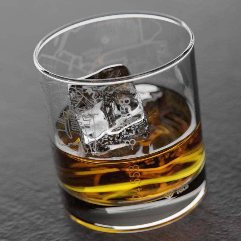 Well Told - Wholesale Cocktail/Liquor Glass - Key West, FL City Map - Etched Whiskey Rocks Glass3