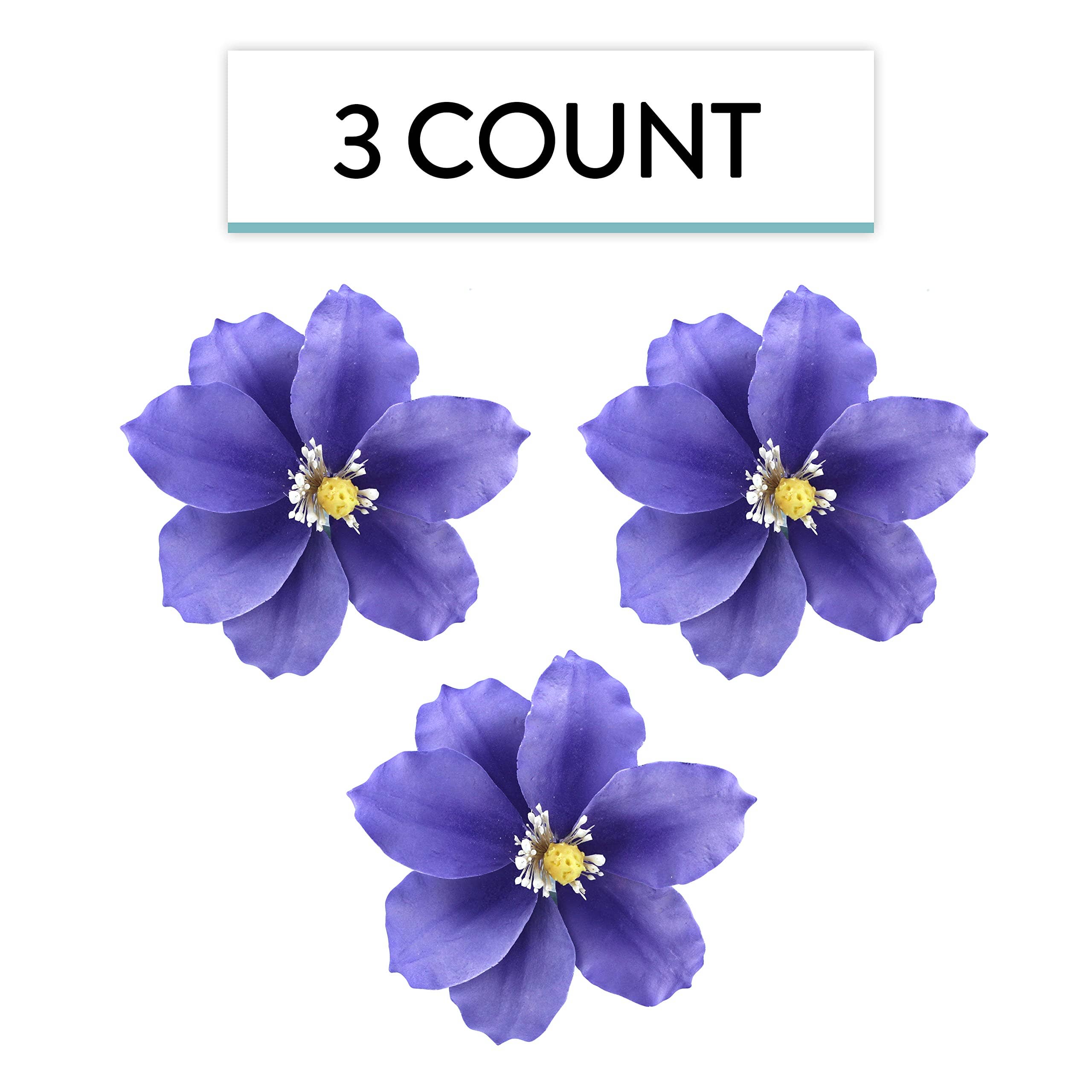 Global Sugar Art - Wholesale Cake/Cupcake Topper - Clematis Gum Paste Sugar Cake Flowers by Global Sugar Art, Purple, 3 Count1