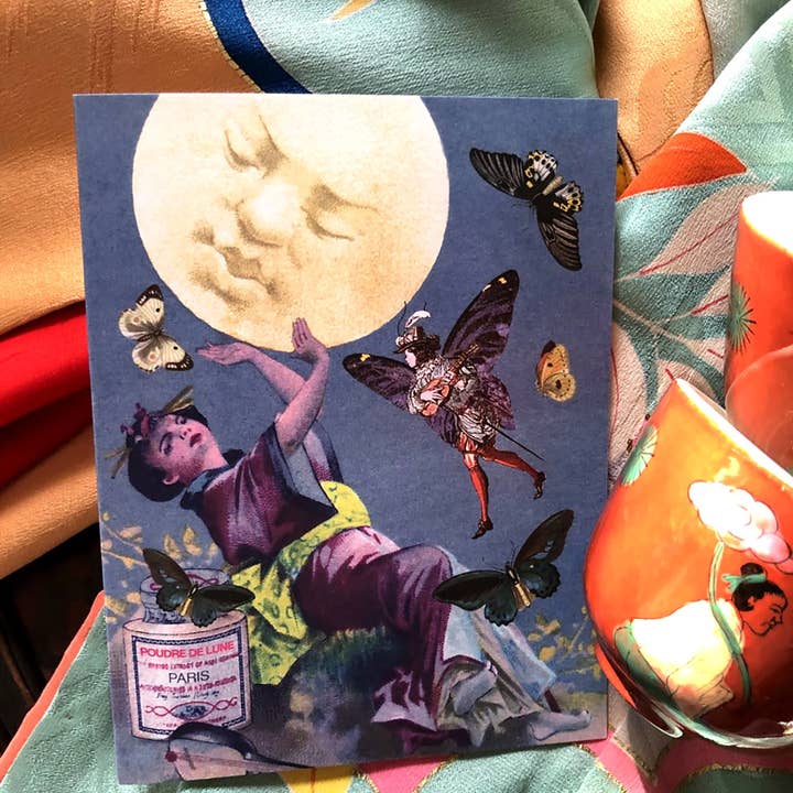 Ivory Tower Studios - Wholesale Everyday greeting card - Troubadour Fairy under Moon 5.5 x 4.25 (A2) Folding Card2