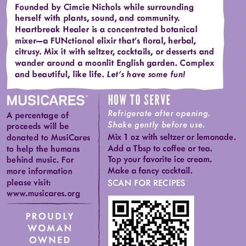 Hatchet Granny - Wholesale Non-Alcoholic Spirits/Wine/Beer - Heartbreak Healer Botanical Mixer 12oz. Bottle 5