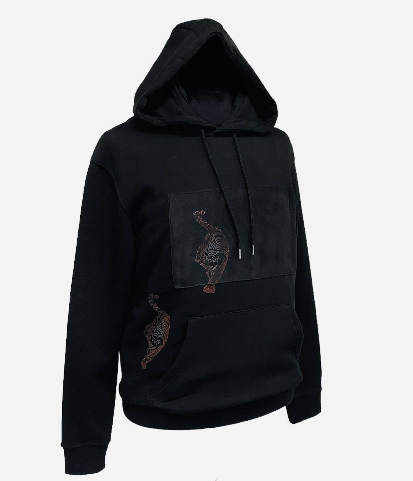 Impromptu Musé - Wholesale Hoodie - Men's - Black Tiger Handprinted Graphic Art Hoodie 1