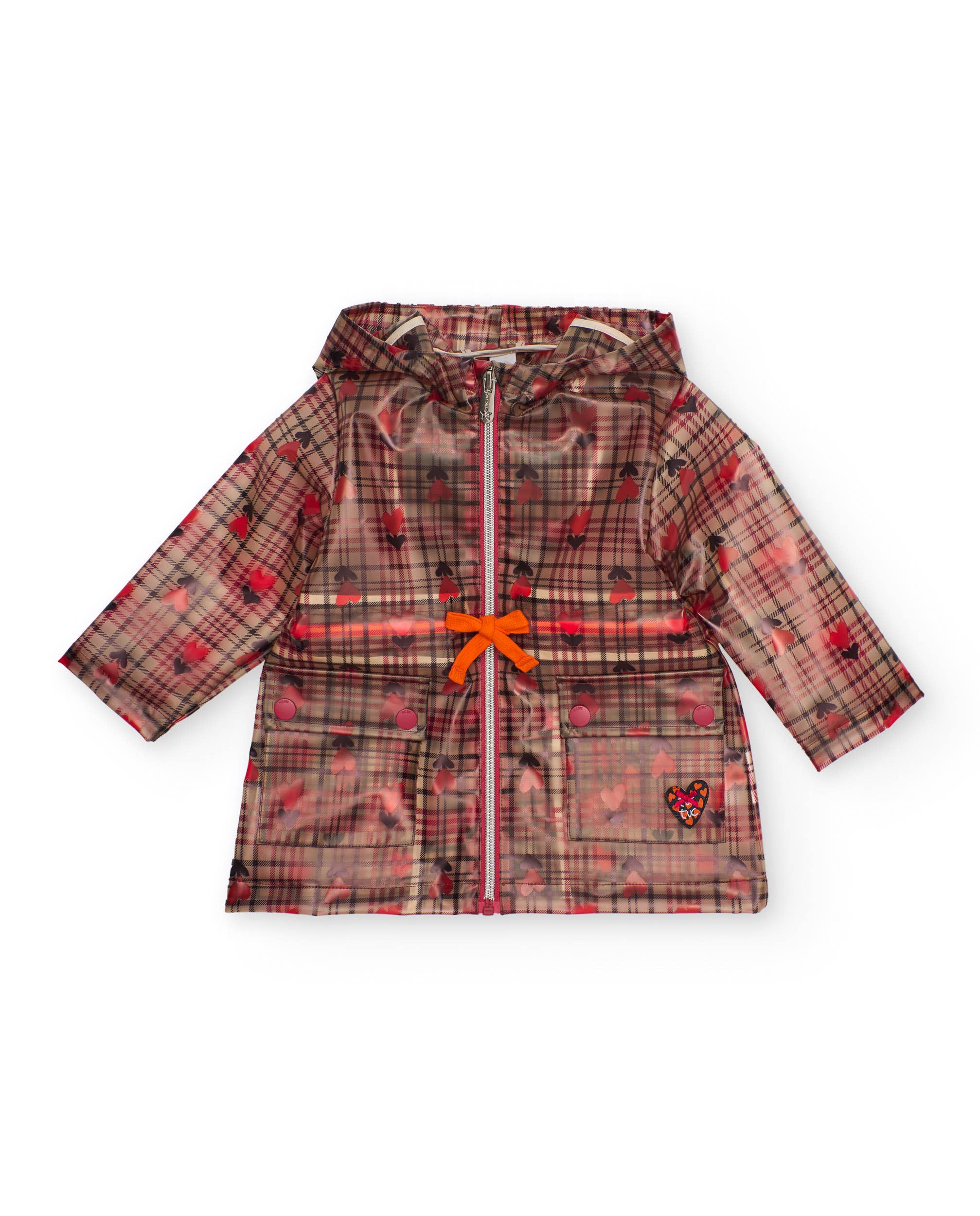 tuc tuc - Wholesale Raincoat - Kids - Girl's raincoat with checkered print and hearts
