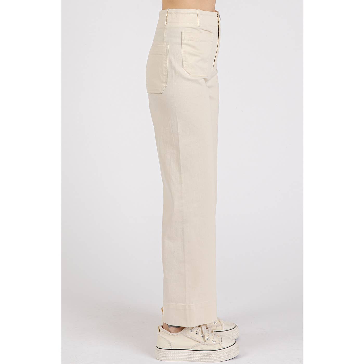 mittoshop - Wholesale Pants - Women's - TWILL PATCH POCKET HIGH RISE WIDE LEG PANTS15