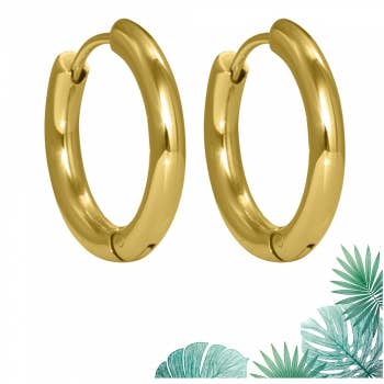 Hawaii Creoolse oorbellen roestvrij staal goud rond gepolijst 20 mm voor wholesale door Style Republic - Carsten Maletz