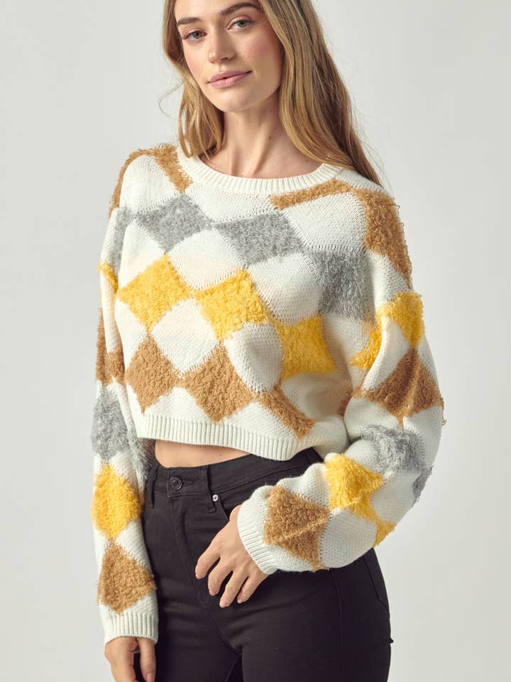 Petal Dew – wholesale Knitted jumper – Women′s – FUZY SWEATER DIAMOND PETTERNED - P0009311