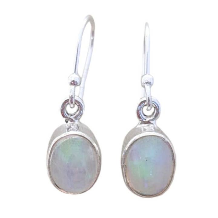 Saraswati Imports - Wholesale Dangle Earrings - Disco Ethiopian Opal Oval Sterling Silver Dangle Earrings