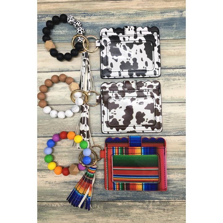 DESHENG ENTERPRISE - Wholesale Keychain - Women's - PRINTED SILICONE BEADED BRACELET CARD HOLDER KEYCHAIN 6