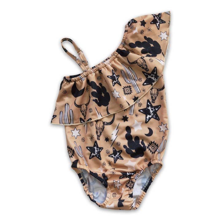 Bull skull cactus swim wear baby girls summwer swimsuit for wholesale by Yawoo Garments