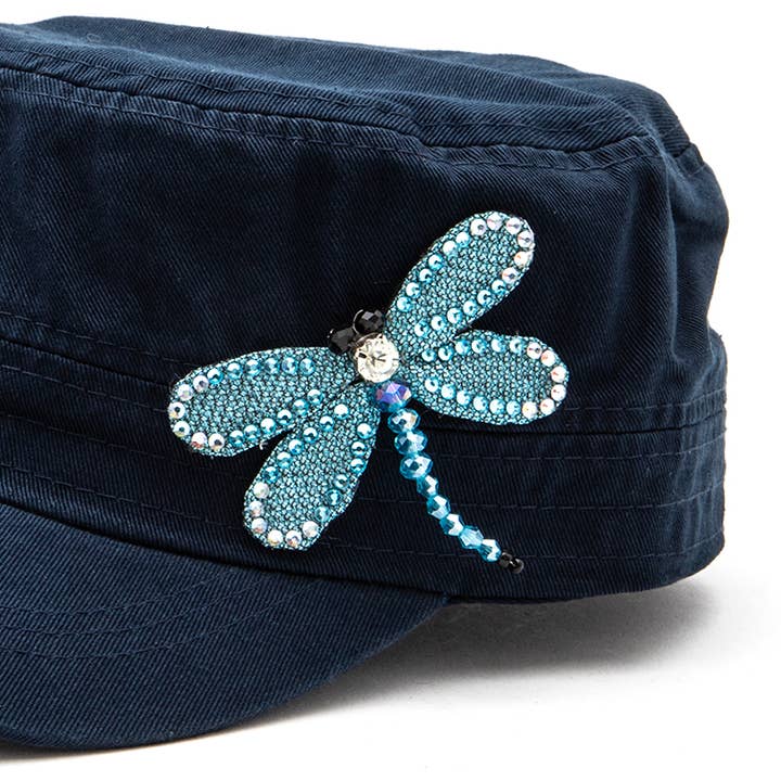 Artini Accessories - Wholesale Baseball Cap - Women's - 3D Dragonfly Beaded Statement Cadet Hat5