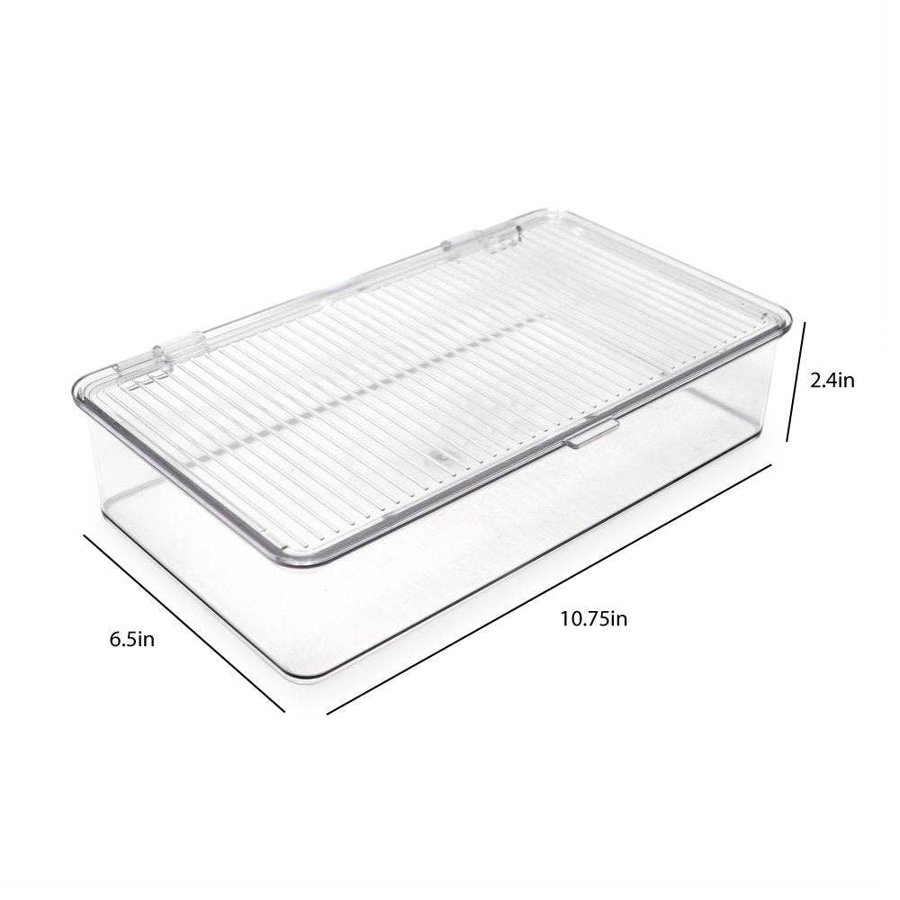 Clear Isaac Jacobs Stackable Organizer Bin w/ Hinged Lid for wholesale on Faire5