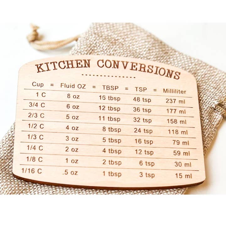Wild Larch Creative - Wholesale Magnet - Kitchen Conversion Wood Magnet | Conversion Chart | Custom