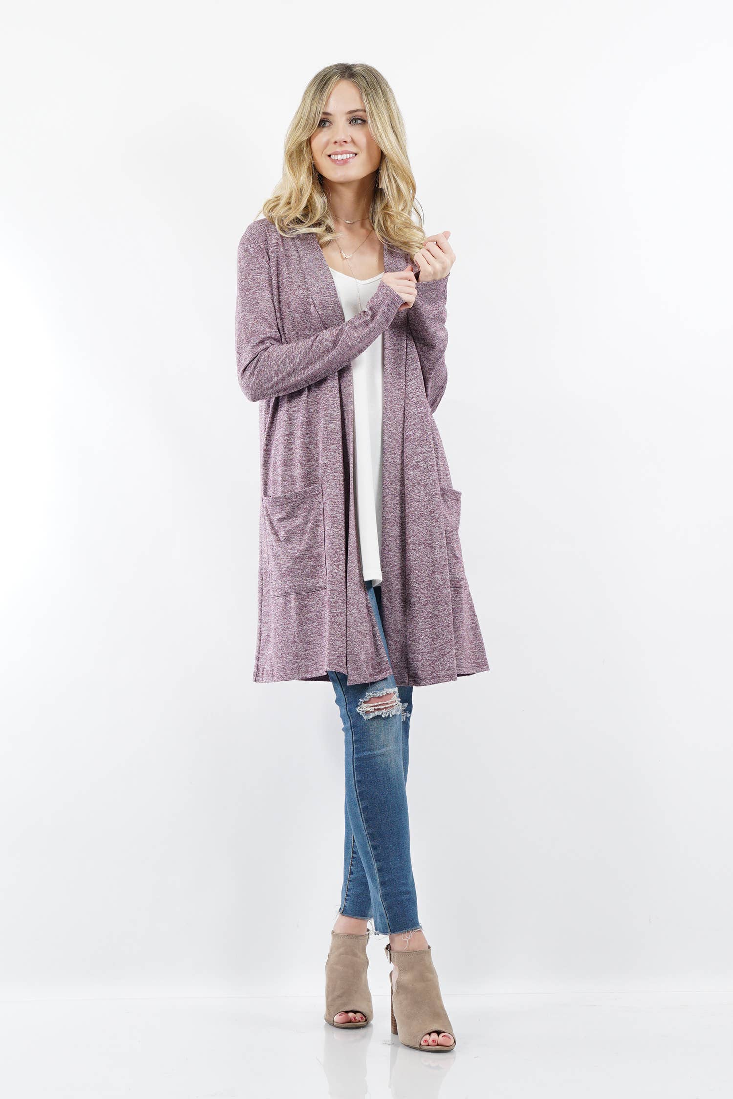 42POPS - Wholesale Cardigan - Women's - ",,...._ Open cardigan w/ slouchy pockets10
