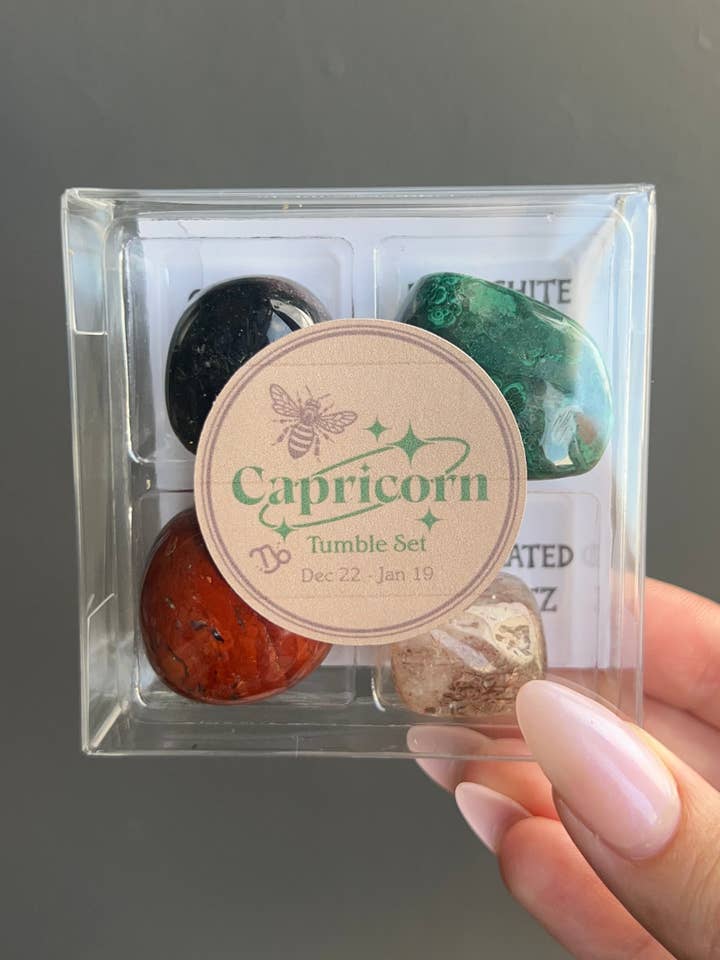 Conjunto de Cristais Tumbled Zodiac Capricórnio - Ambição e Estabilidade por atacado de Sapphire & Sage