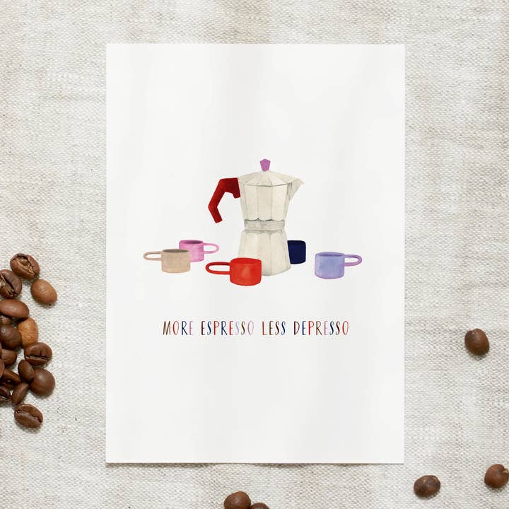Cartão postal · Mais espresso menos depresso por atacado de Leo La Douce GmbH
