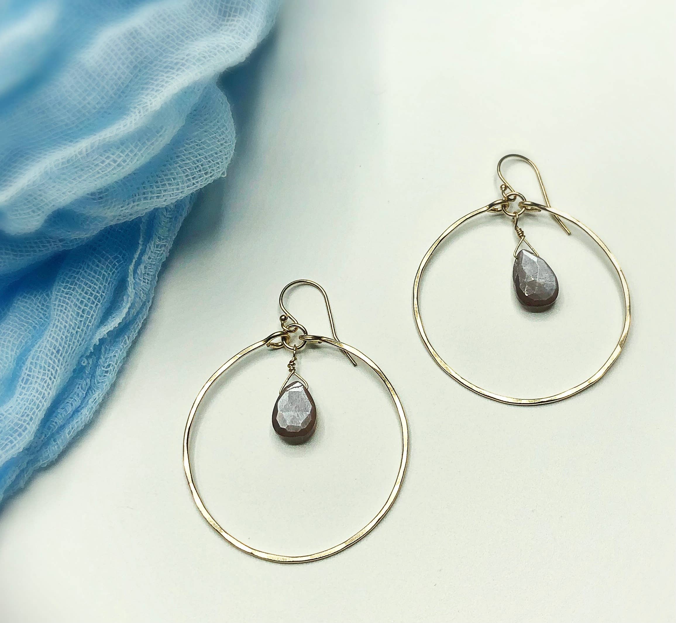 REMOVED BRAND - Wholesale Dangle Earrings - Chocolate Moonstone Hoops1