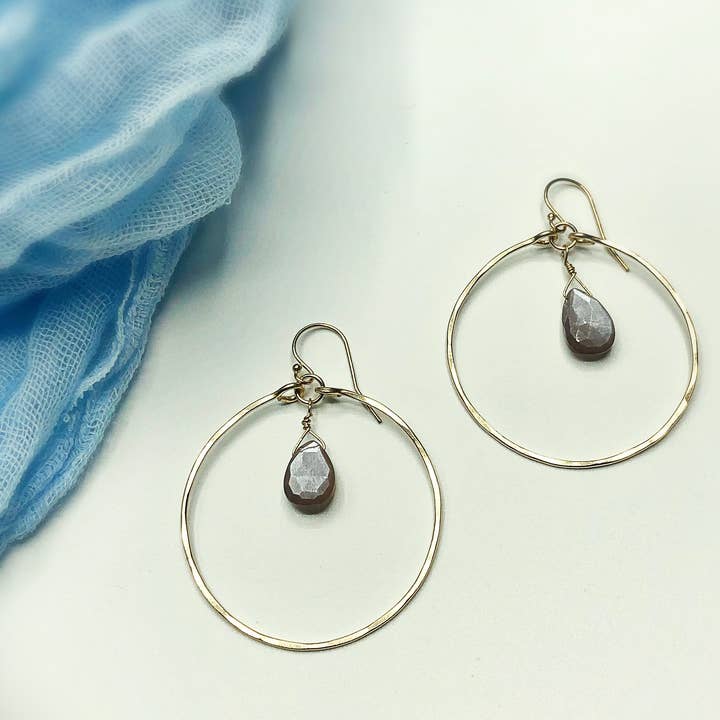 REMOVED BRAND - Wholesale Dangle Earrings - Chocolate Moonstone Hoops1