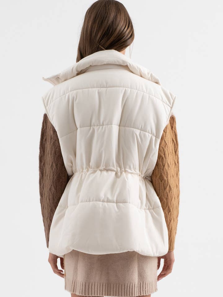 Blu Pepper - Wholesale Outerwear Vest - Women's - OVERSIZED DRAWSTRING PUFFER VEST