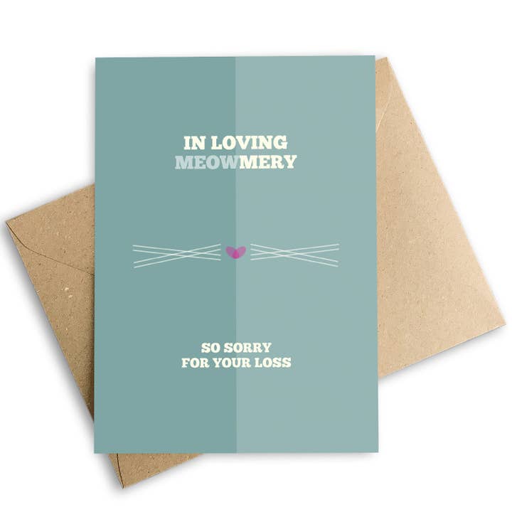 Carte de condoléances In Loving Meowmery Pet Loss pour la vente par Cloud Cuckoo Design