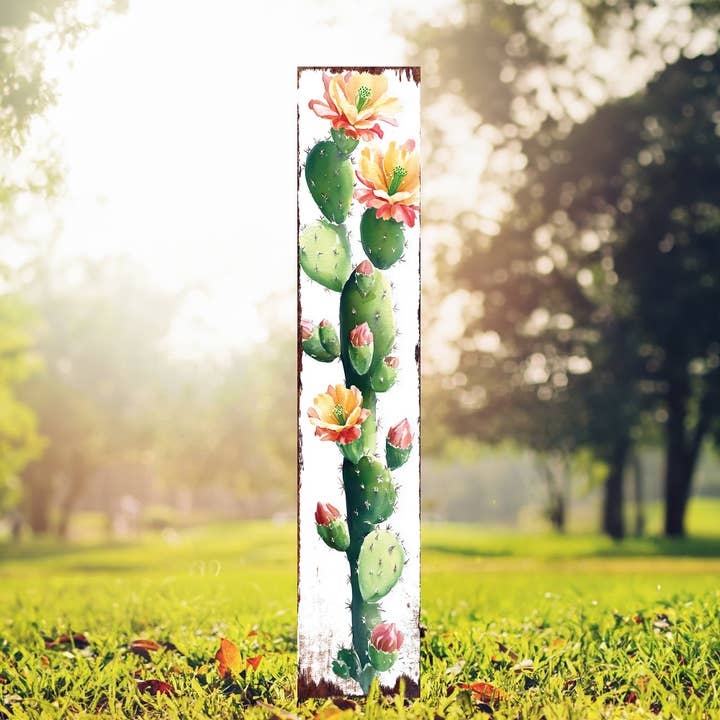 TX USA Corporation - Wholesale Garden/lawn stake - Summer Cactus Garden Stake | Vibrant Watercolor Outdoor Farmhouse Decor
