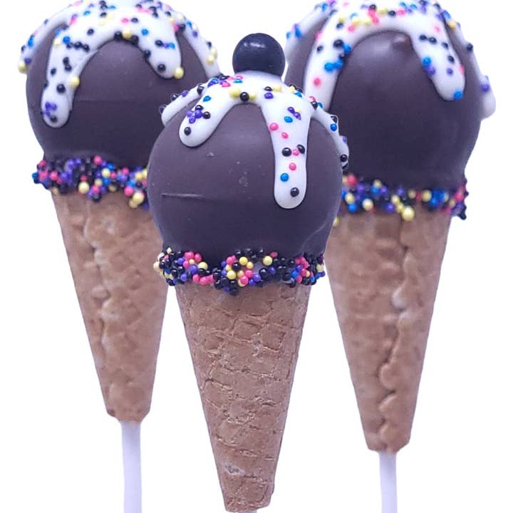 Ice Cream Cone Cake Pops - Neon Rainbow/Day of The Dead for wholesale by Wild Angel Treats, LLC