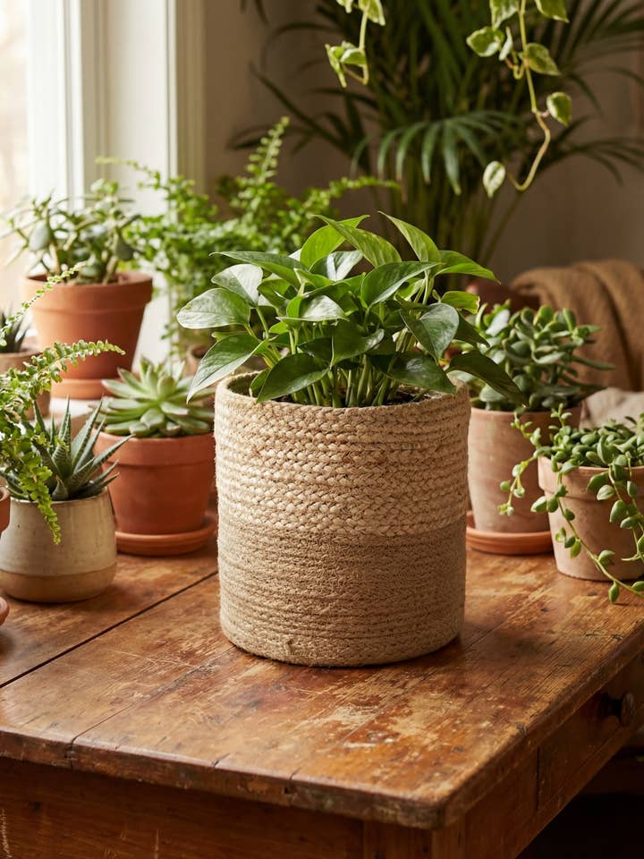Cache-pot en jute naturel (ensemble de 5) (8", 7", 6", 5", 4") pour la vente par Creation Jute