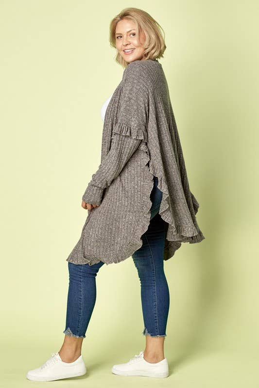 Doe and Rae – Cardigan - Mulher por atacado – Casaco Bainha com Folhos - 9783JPL3