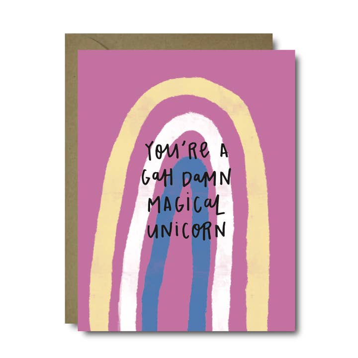 Carte de vœux Gah Damn Unicorn Love pour la vente par Black Lab Studio