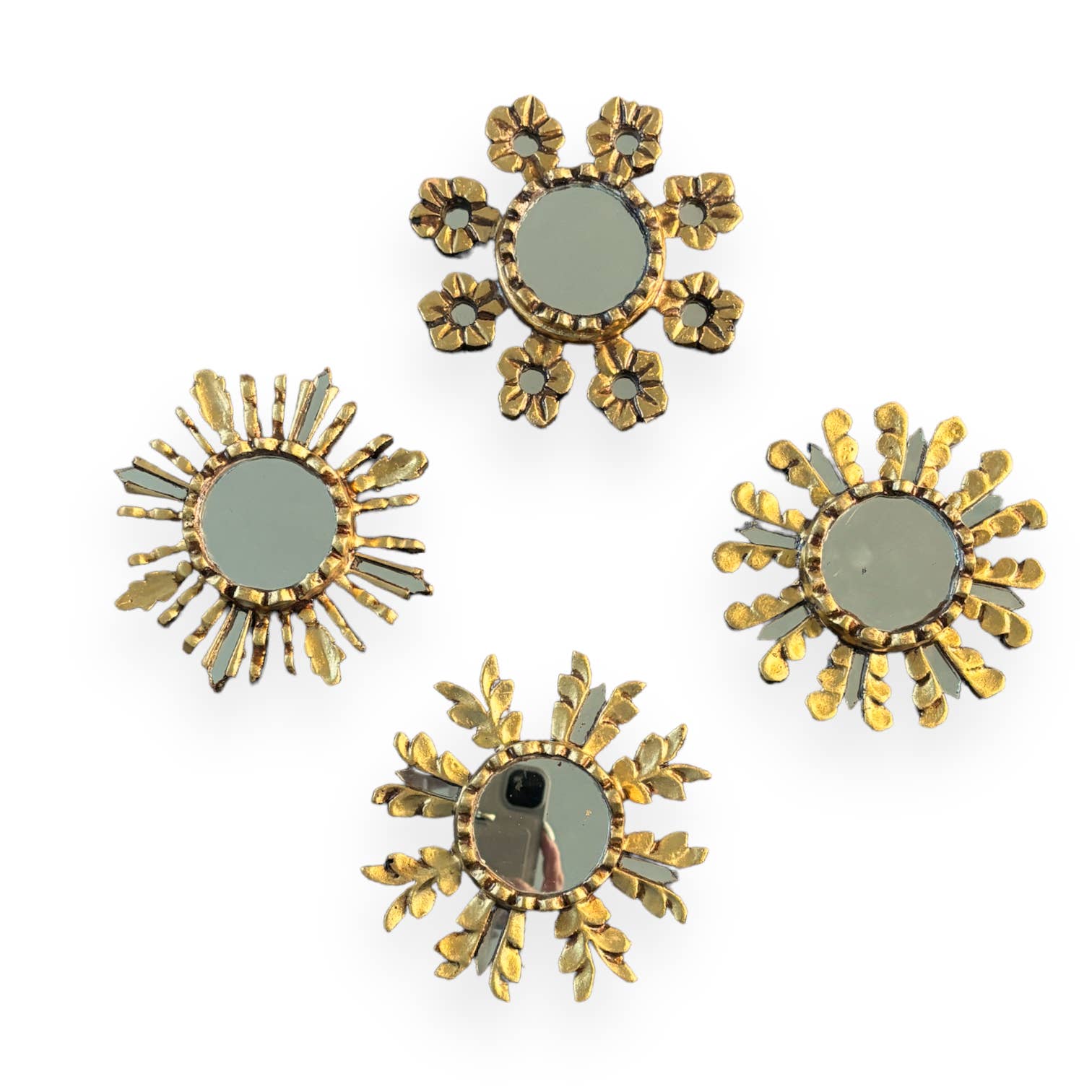 Zoe Artcrafts Corp. – Espelho de parede por atacado – Espelho de sol peruano dourado 6” - decoração vintage colonial8