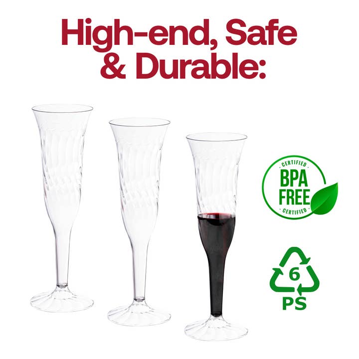 Smarty had a Party - Wholesale Champagne flute - 5 oz. Clear Plastic Champagne Flutes - 96 pcs5