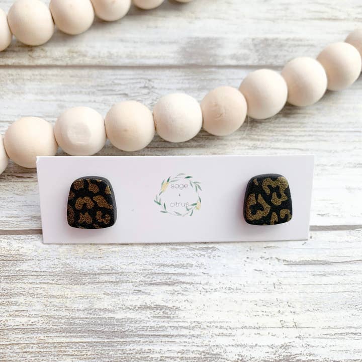 Leopard Print Studs for wholesale by sage + citrus