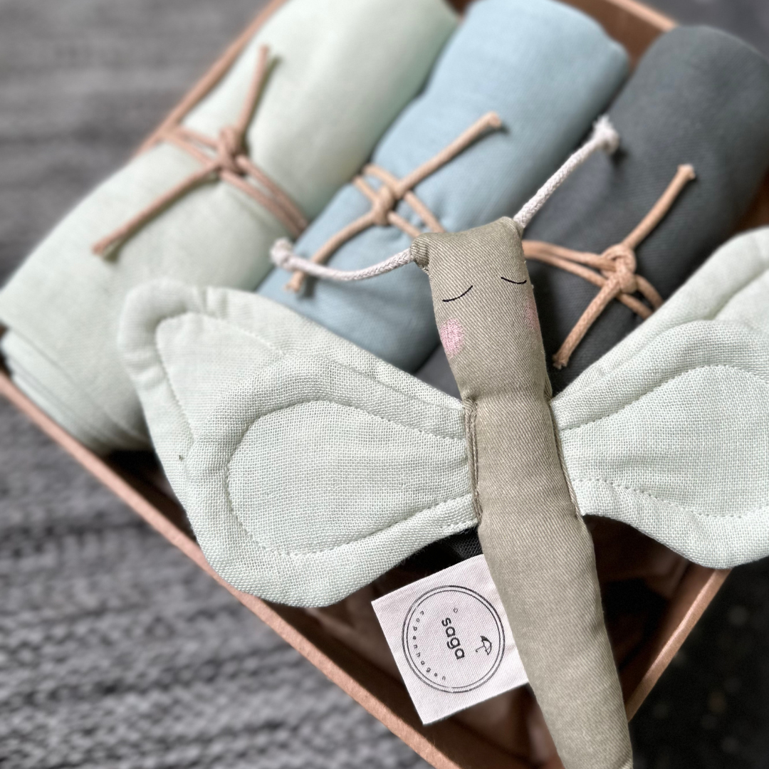 Saga Copenhagen - Wholesale New Mom Gift Box/Set - Baby Gift Box - Shades of Aloe Butterfly - Sustainable & Org1