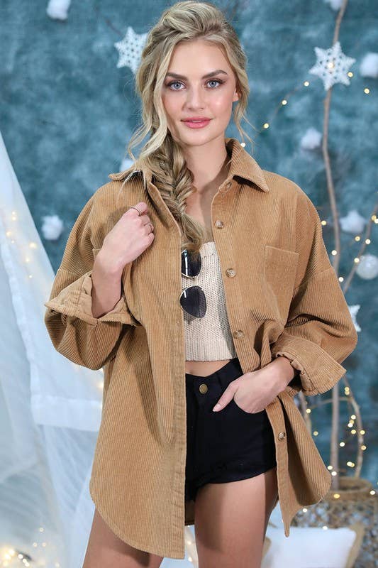 Rosa Clothing - Wholesale Shirt Jacket/Shacket - Women's - Oversized boxy corduroy shirt jacket Shacket15