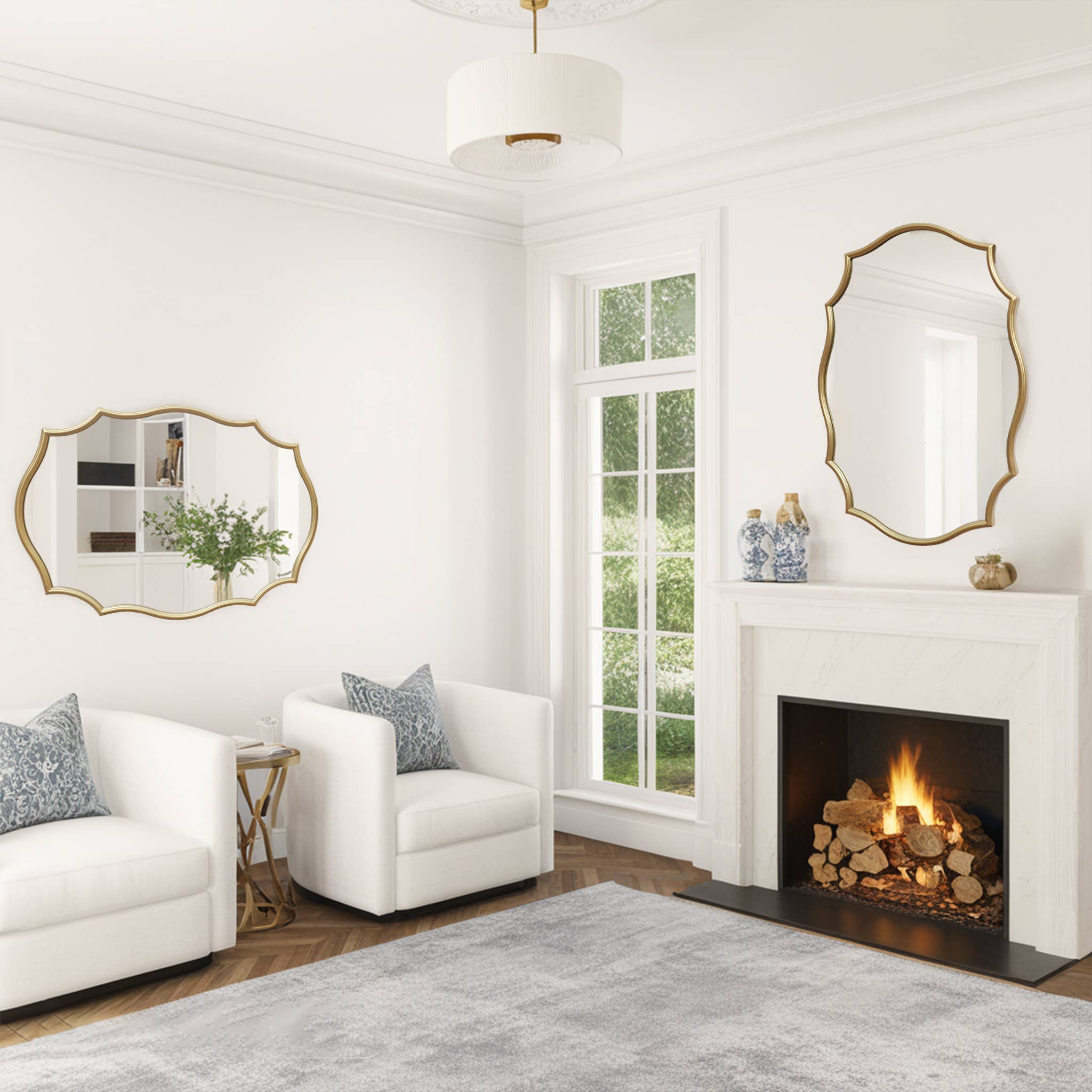 Paris Loft Inc - Wholesale Wall Mirror - Scalloped Edge Metal Framed Bathroom Mirror14