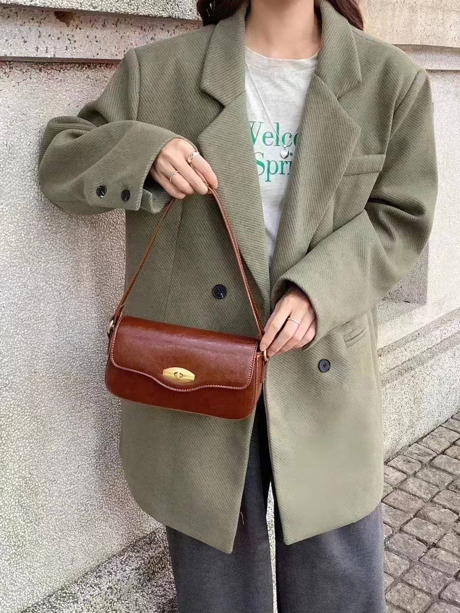 Pretty Persuasions - Wholesale Shoulder Bag - Women's - P25090 Faux Leather Twist Lock Shoulder/Crossbody Bag5