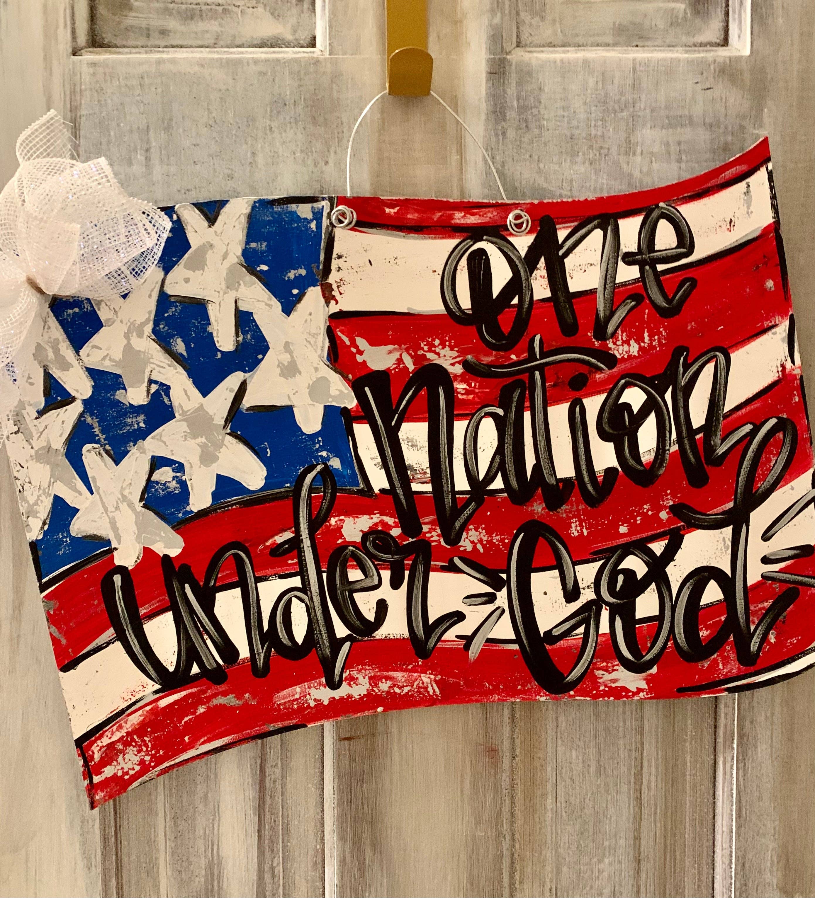 Sunflower Soul Art - Wholesale Door Hanger - American Flag door hanger, patriotic3