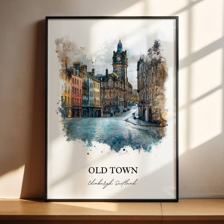 Edinburgh, Skotland – Akvarel Kunsttryk af Den Gamle By for engroshandel hos Premium Travel Art