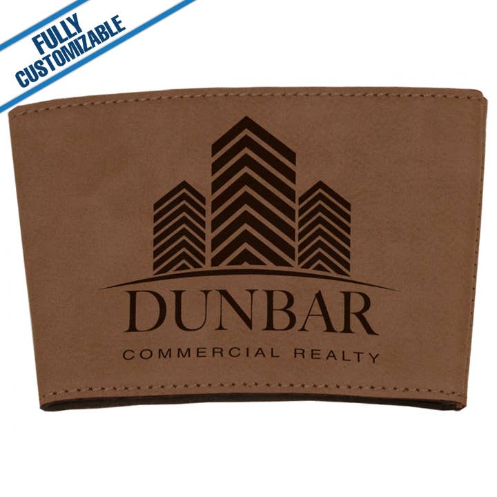 GiftWorksPlus - Wholesale Drink Huggers & Koozies - Engraved Leatherette Mug Sleeve - Fully Customizable3