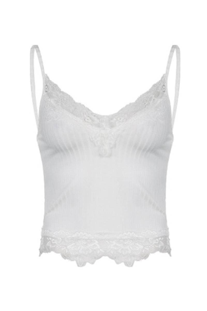 Mccolin - Vendita all'ingrosso Canotta - Donna - Canotta con Scollo a V e Bordo in Pizzo2