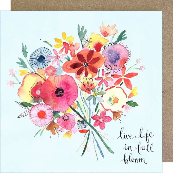 K247 Floral Bunch, Live Life in Full Bloom wenskaart voor wholesale door Kate Downey Art