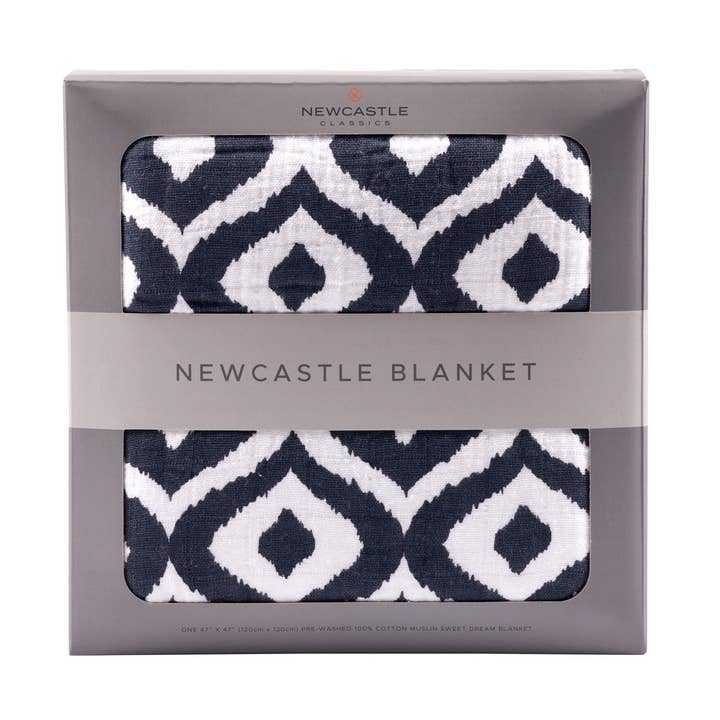 Moroccan Blue Cotton Muslin Newcastle Blanket for wholesale by Newcastle Classics