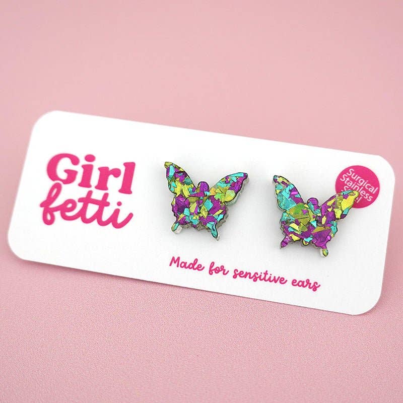 Girlfetti - Wholesale Stud/Post Earrings - Butterfly Acrylic Stud Earrings5